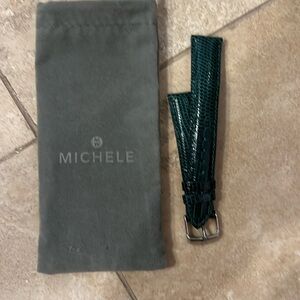 Michele watch band 18mm genuine green lizard. Never worn